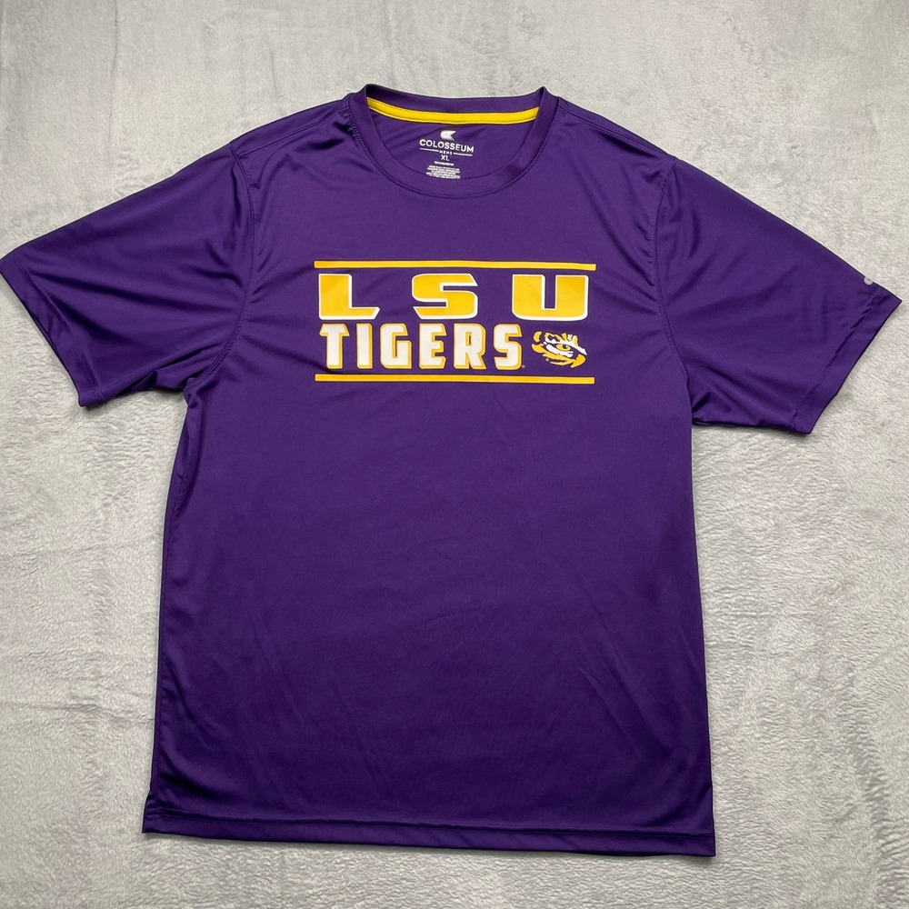 LSU Tigers Shirt Colosseum Mens XL Purple Short Sleeve NCAA Performance Tee
